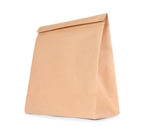 Photo of Paper bag isolated on white. Mockup for design