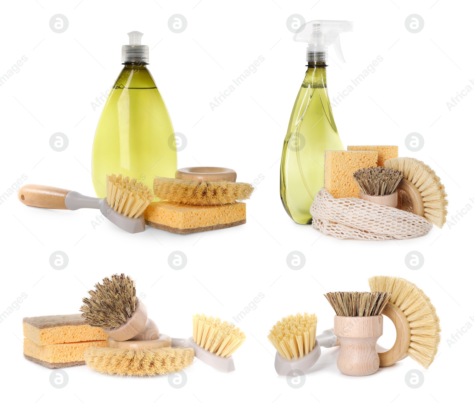 Image of Set of eco-friendly cleaning products isolated on white