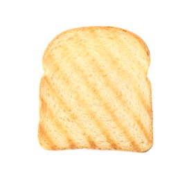 Photo of Slice of grilled wheat bread isolated on white, top view