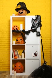 Photo of Modern room decorated for Halloween. Festive interior