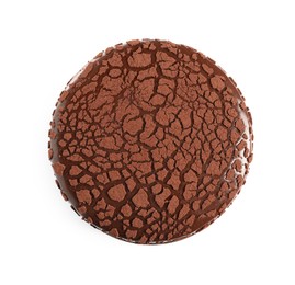 Photo of Delicious chocolate truffle cake isolated on white, top view