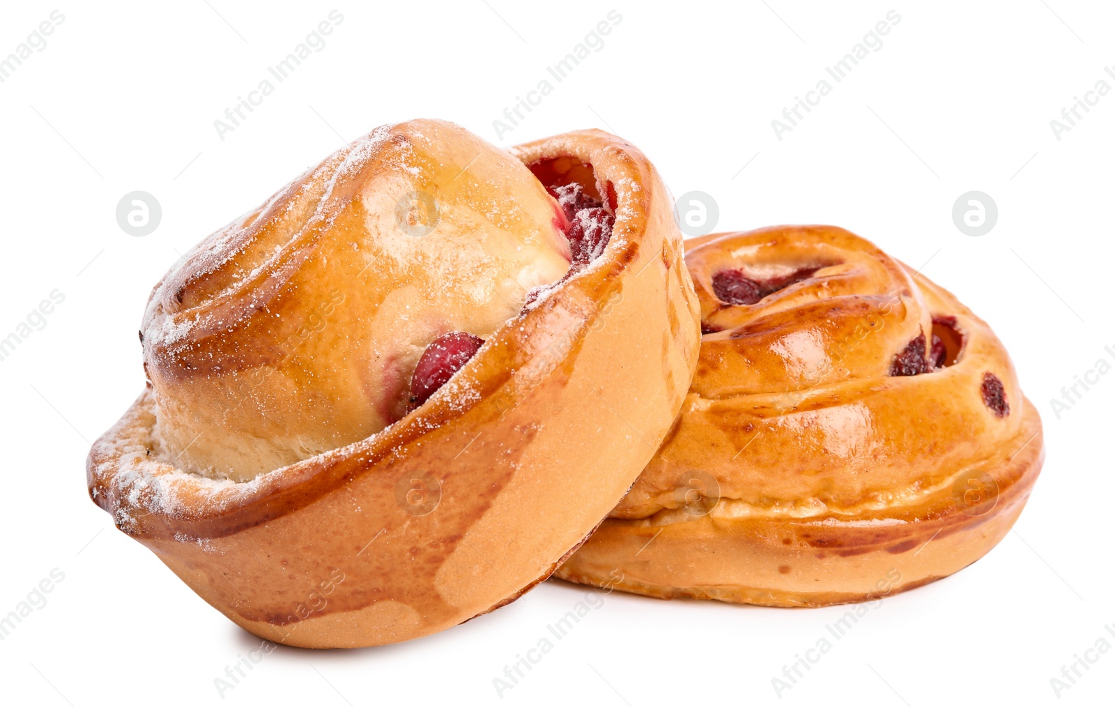 Photo of Fresh delicious sweet pastry on white background