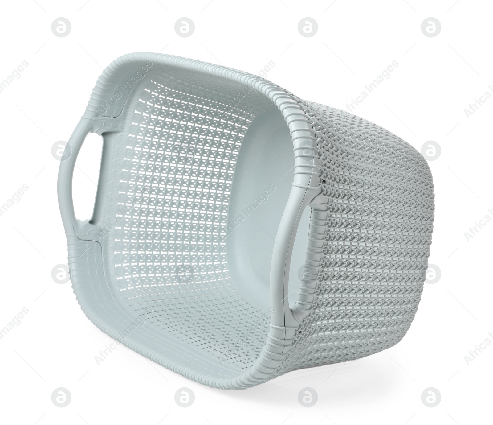 Photo of Empty plastic laundry basket isolated on white