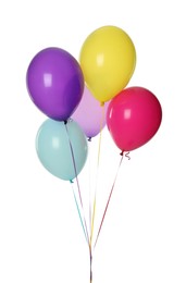 Photo of Bunch of colorful balloons on white background