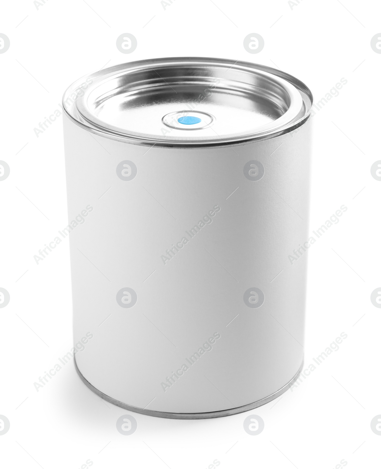 Photo of Closed blank can of paint isolated on white