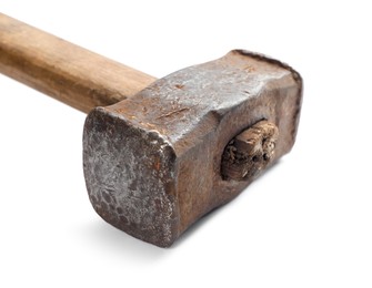 Photo of One sledgehammer isolated on white. Manual tool