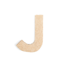 Photo of Letter J made of cardboard isolated on white