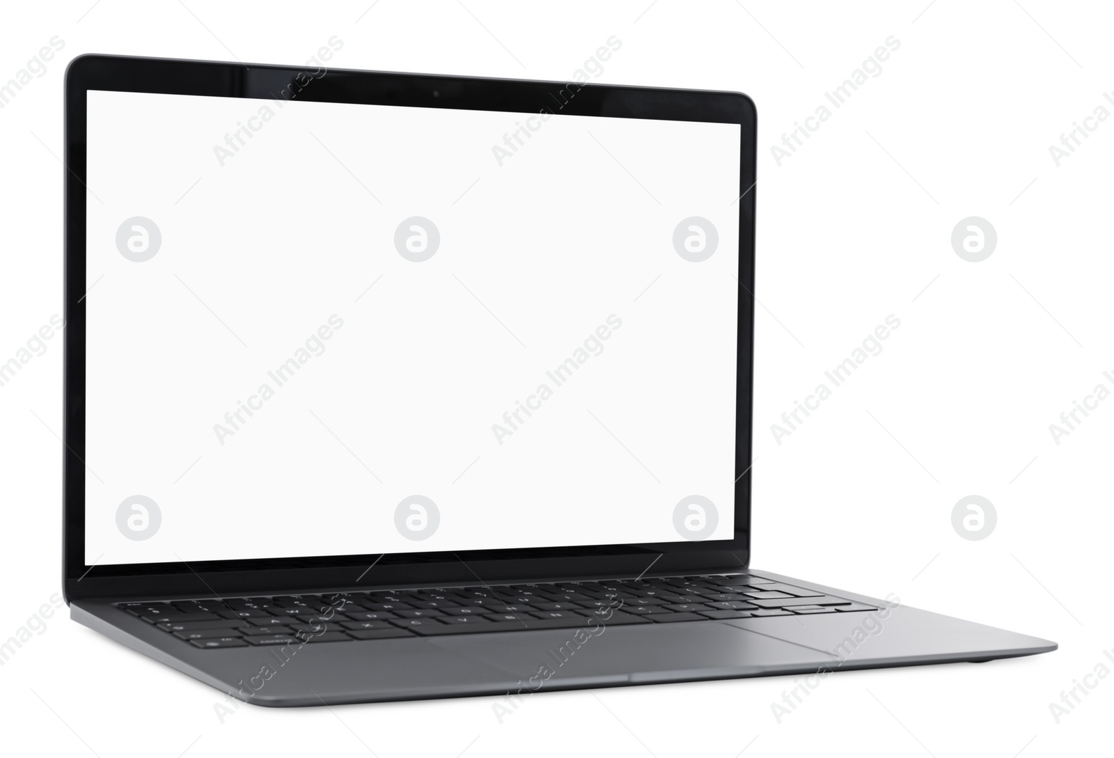 Photo of Laptop with blank screen isolated on white