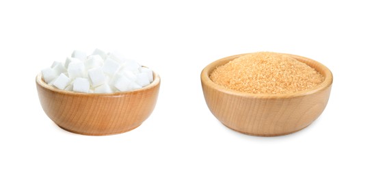 Image of Different types of sugar isolated on white