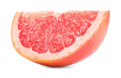 Photo of Cut ripe grapefruit isolated on white. Citrus fruit