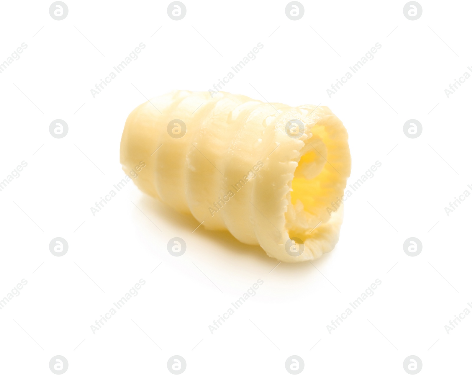 Photo of Fresh butter curl on white background