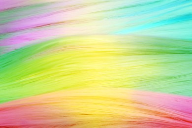 Image of Beautiful multicolored hair as background, closeup view