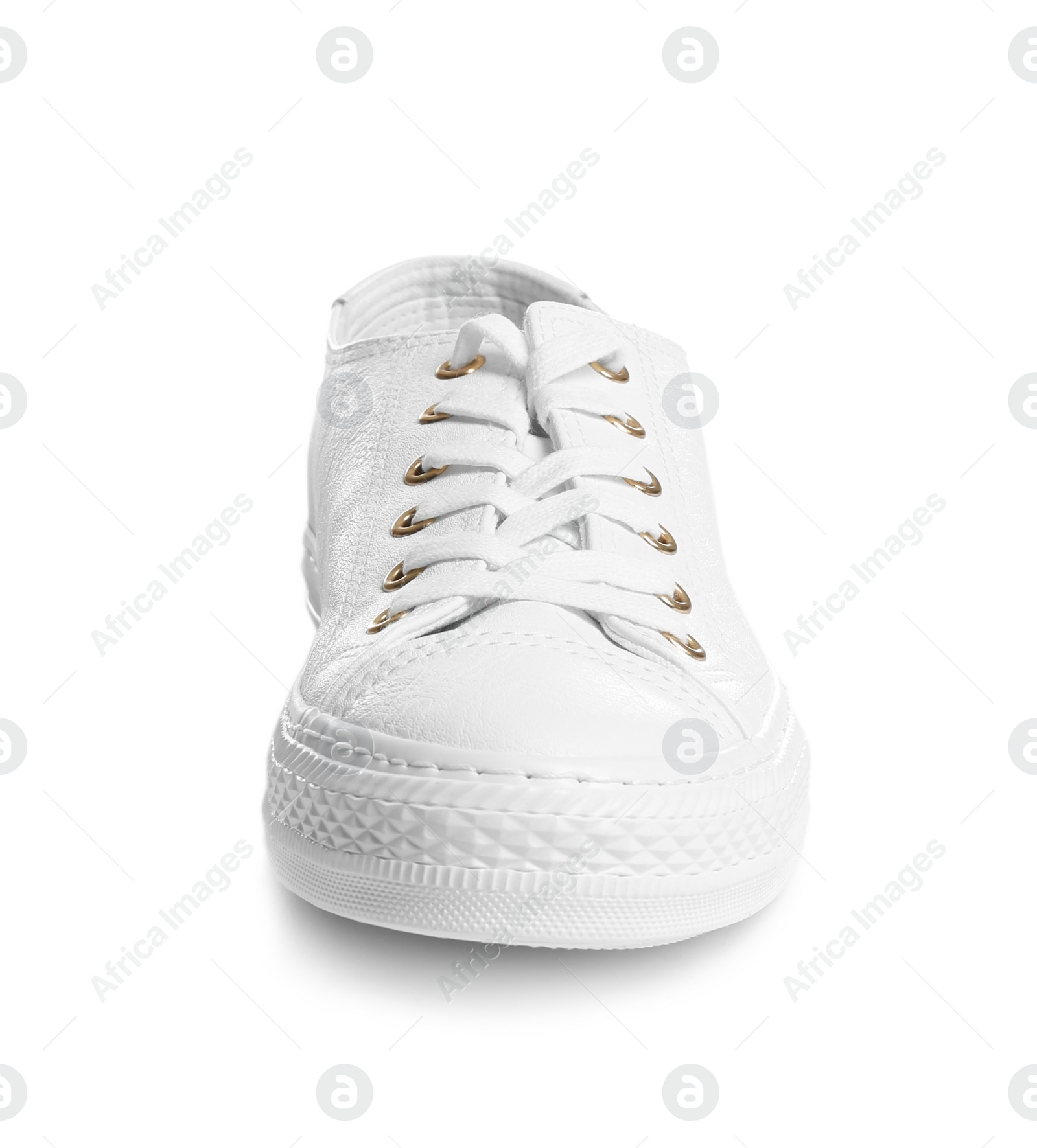 Photo of Stylish sneaker on white background. Trendy footwear