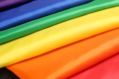 Rainbow LGBT flag as background, closeup view