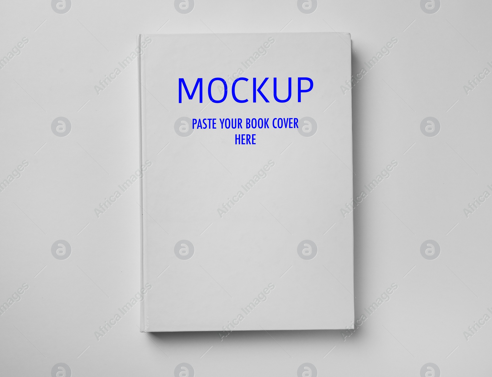 Image of Book with text Mockup, Paste Your Book Cover Here on white background, top view