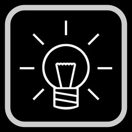 Image of Glowing light bulb in frame, illustration on black background