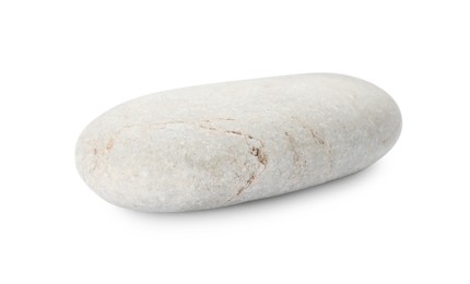 One light stone isolated on white. Sea pebble