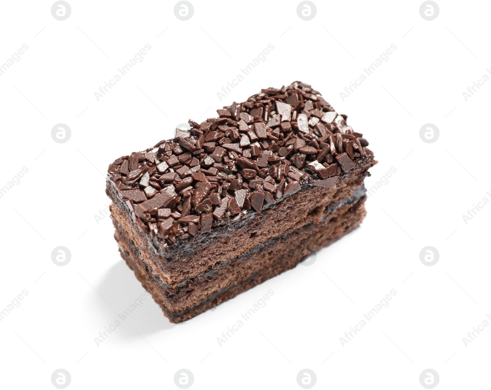 Photo of Delicious fresh chocolate cake isolated on white