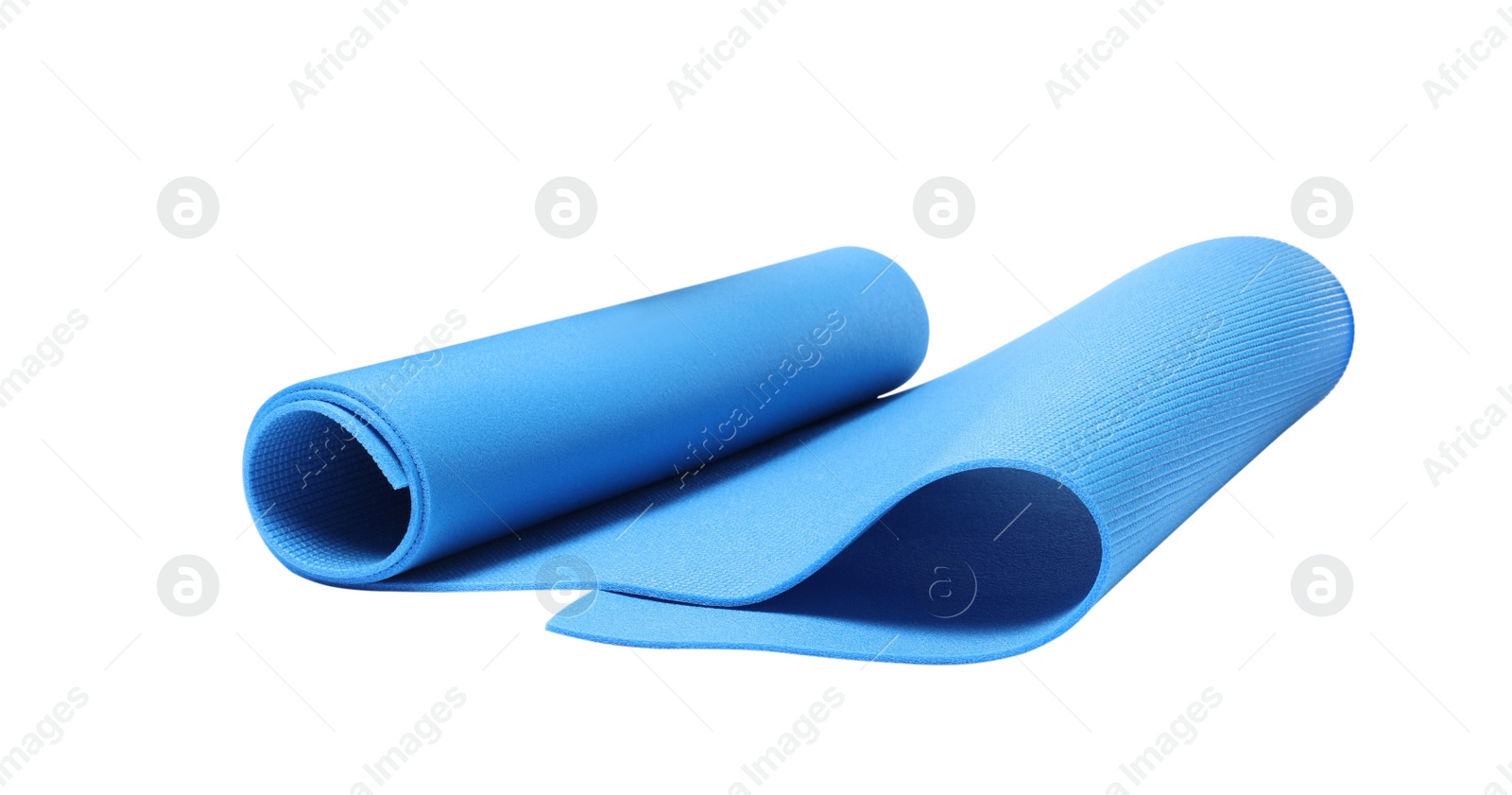 Photo of Light blue camping mat isolated on white