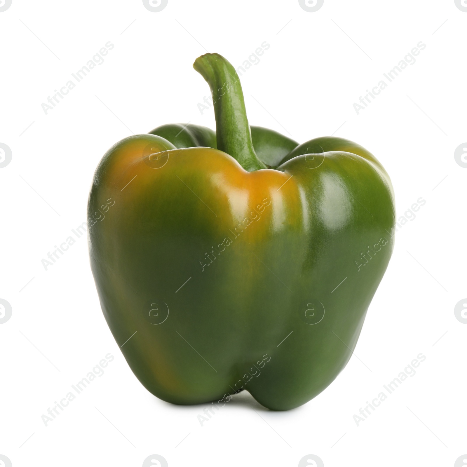 Photo of Fresh raw green bell pepper isolated on white