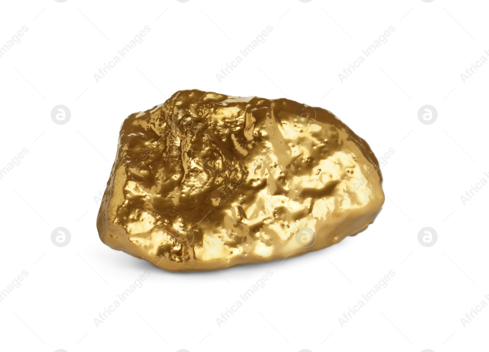 Photo of One beautiful gold nugget on white background