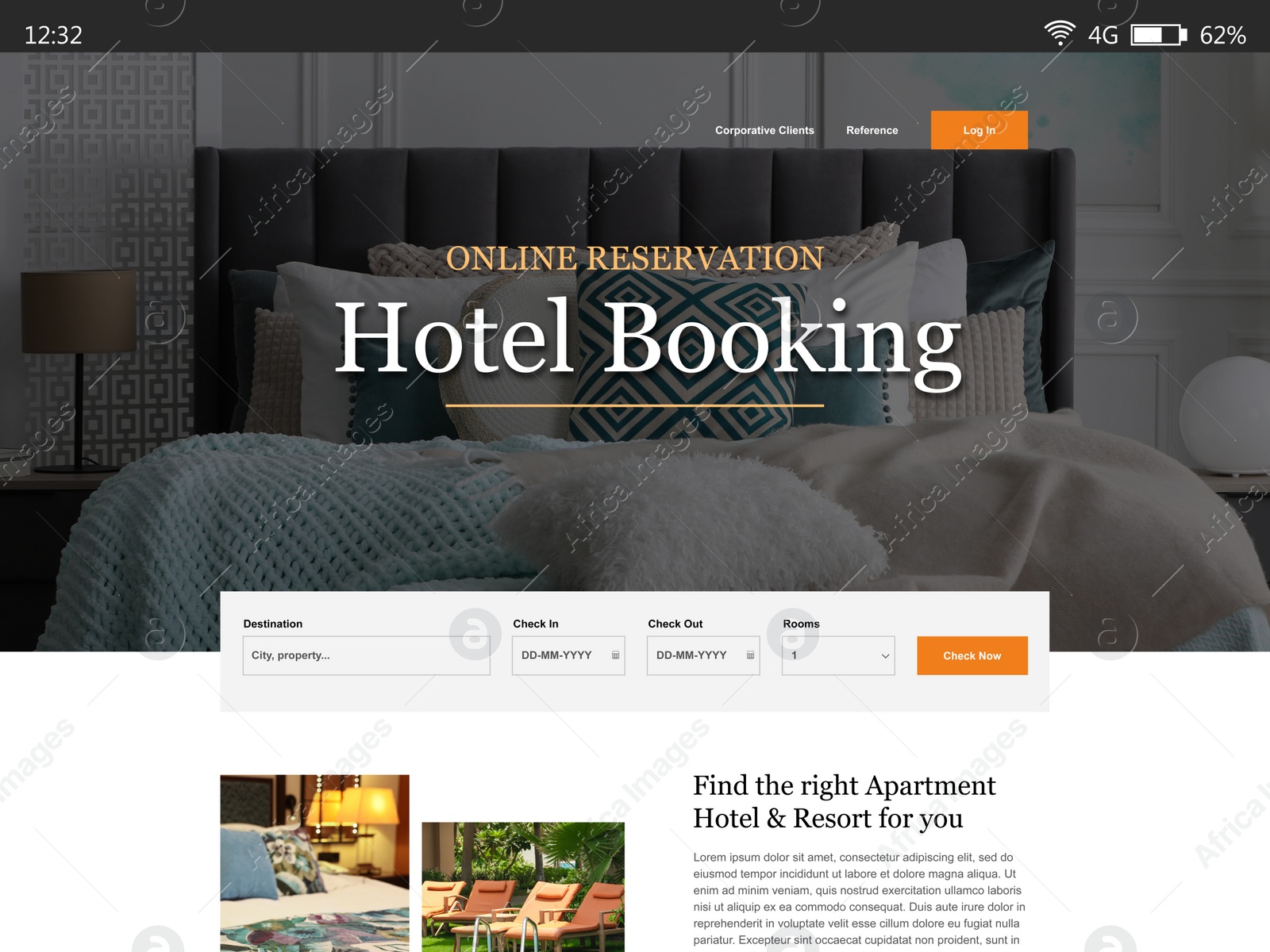 Image of Online hotel booking website interface with information