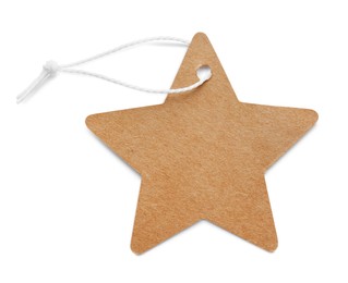 Star shaped tag with space for text isolated on white, top view