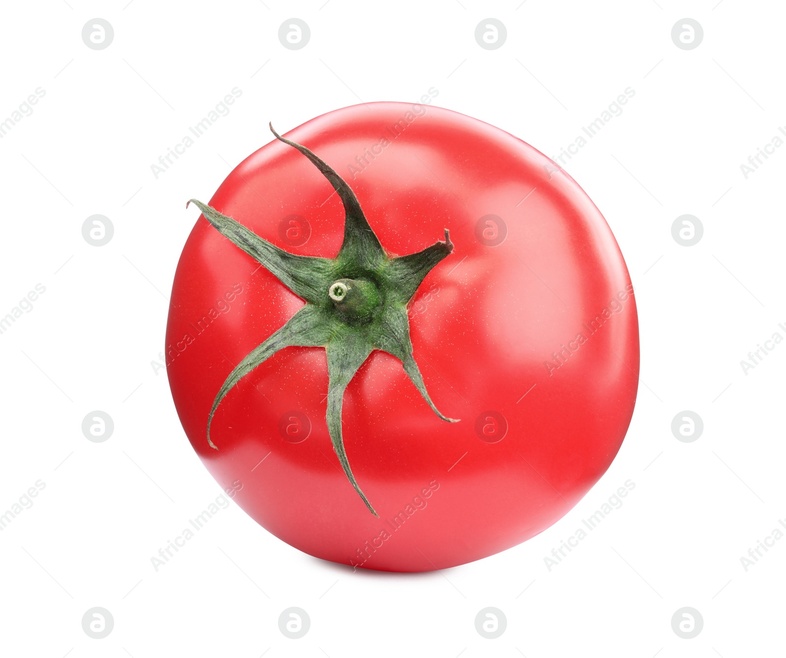 Photo of One red ripe tomato isolated on white