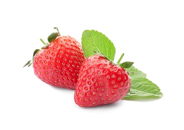 Photo of Delicious ripe strawberries on white background