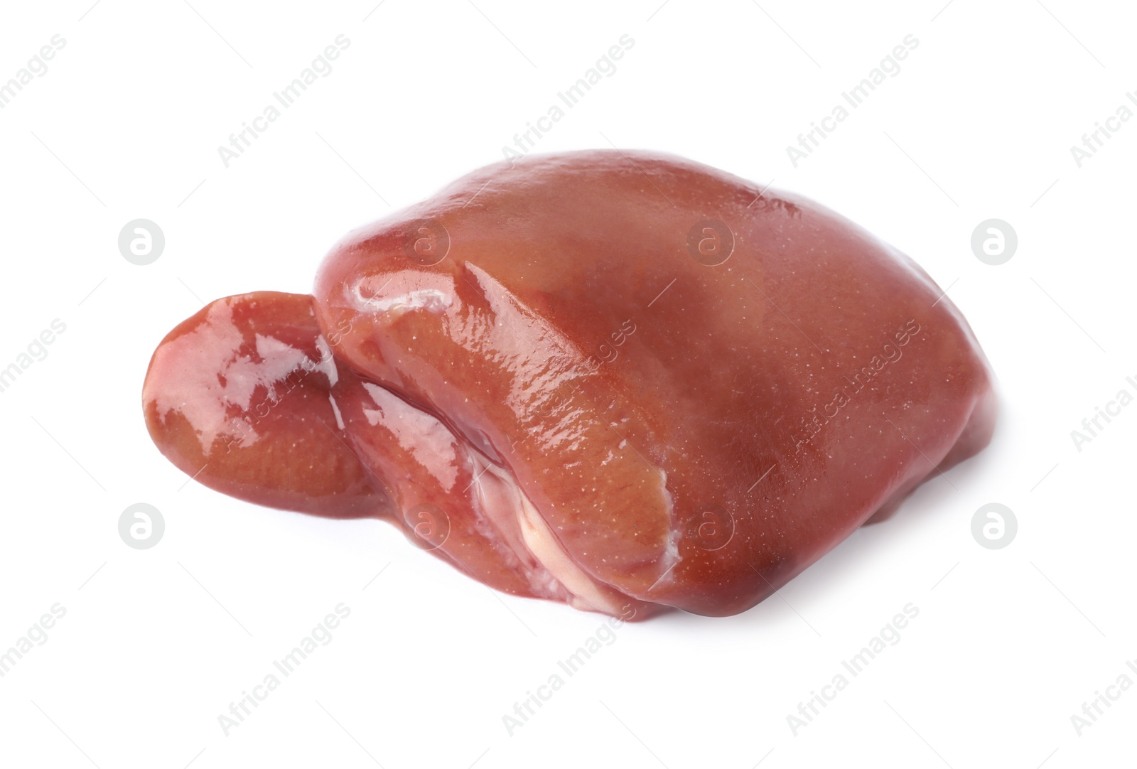 Photo of Fresh raw beef kidney on white background