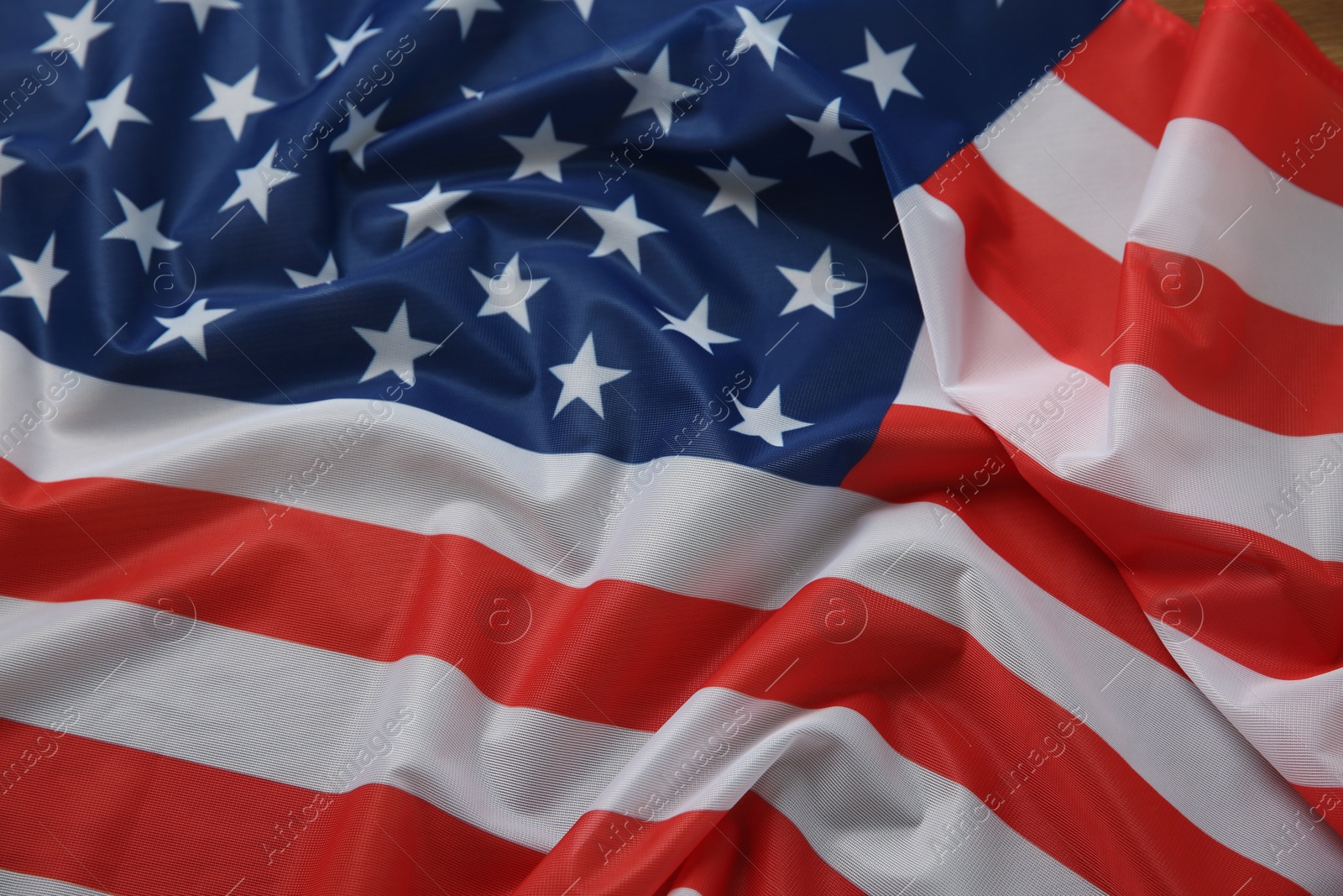 Photo of Flag of USA as background, closeup view