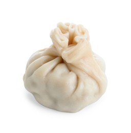 Photo of One tasty khinkali (dumpling) isolated on white. Georgian cuisine