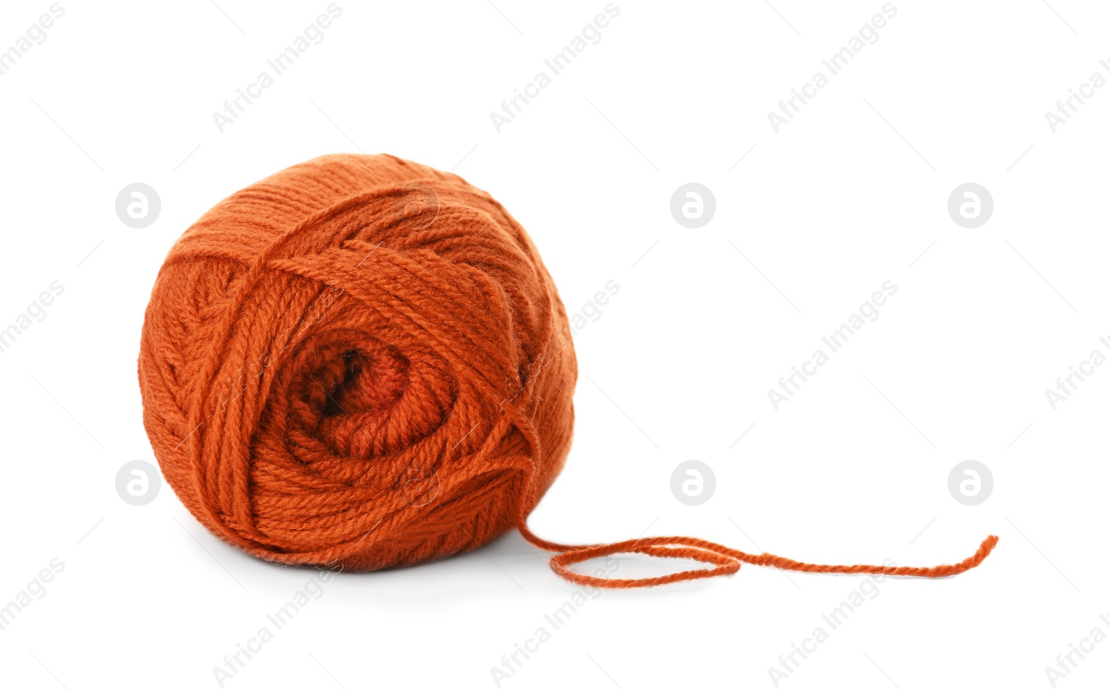 Photo of Soft orange woolen yarn isolated on white