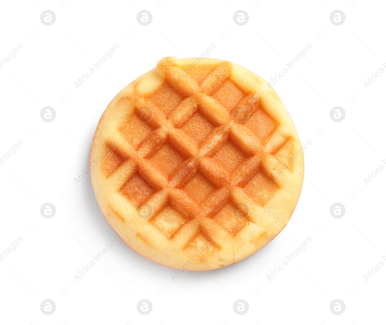 Photo of Delicious waffle for breakfast on white background