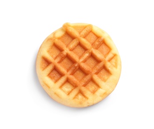 Photo of Delicious waffle for breakfast on white background