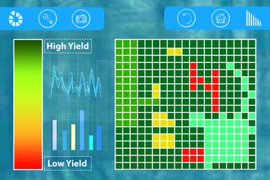 Illustration of Smart farming. Drone control application, screen saver