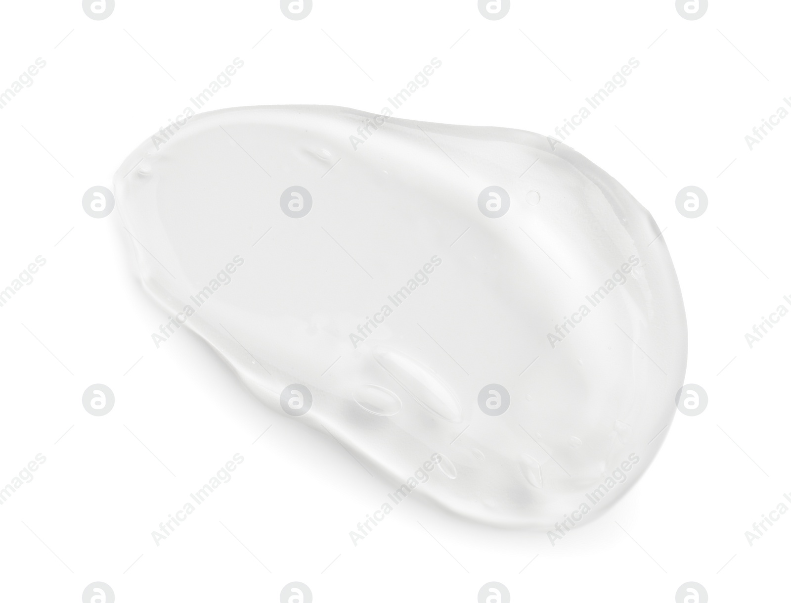 Photo of Sample of clear cosmetic gel on white background, top view