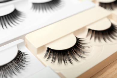 False eyelashes in pack, closeup