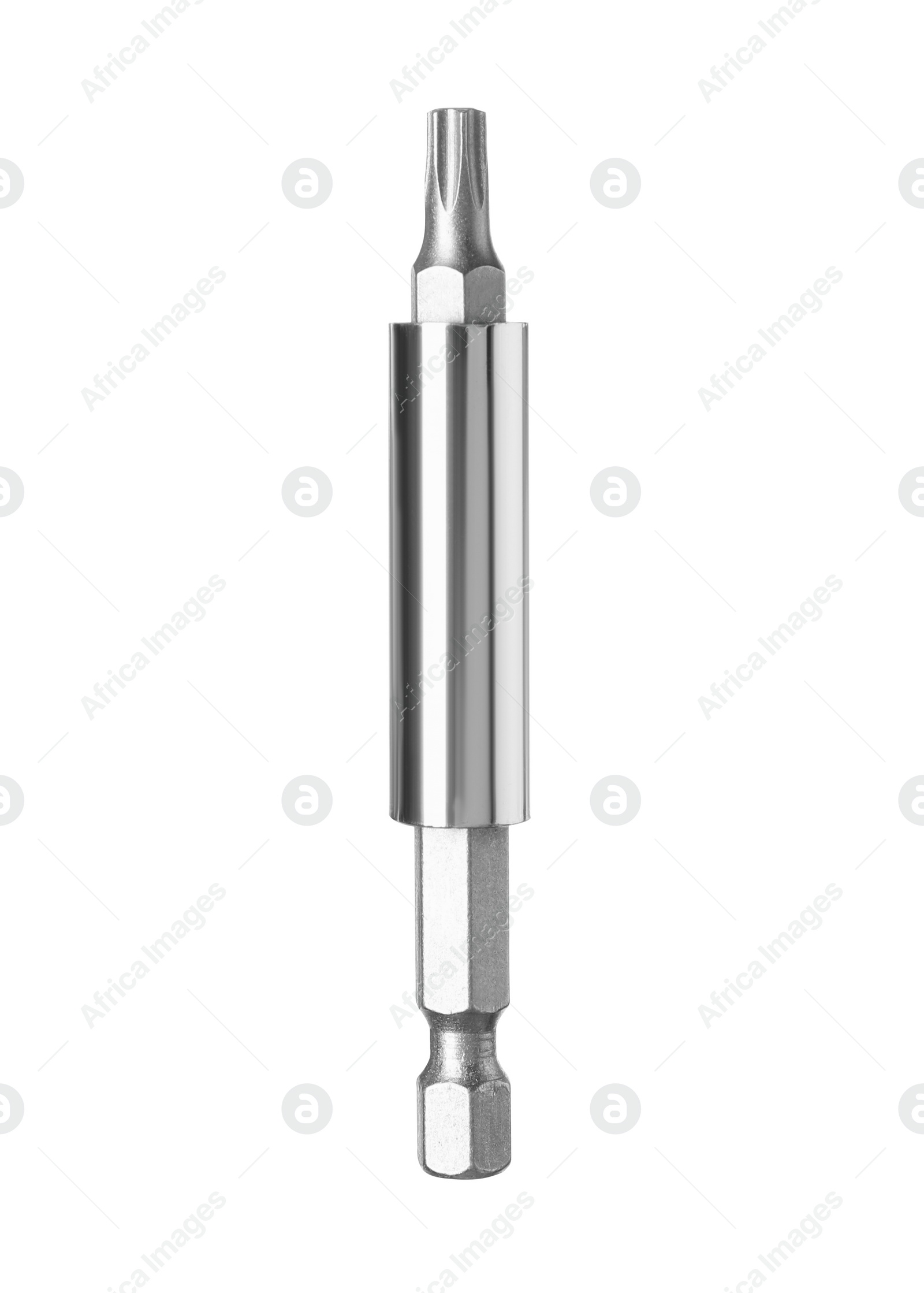 Photo of One drill bit isolated on white. Carpenter's tool