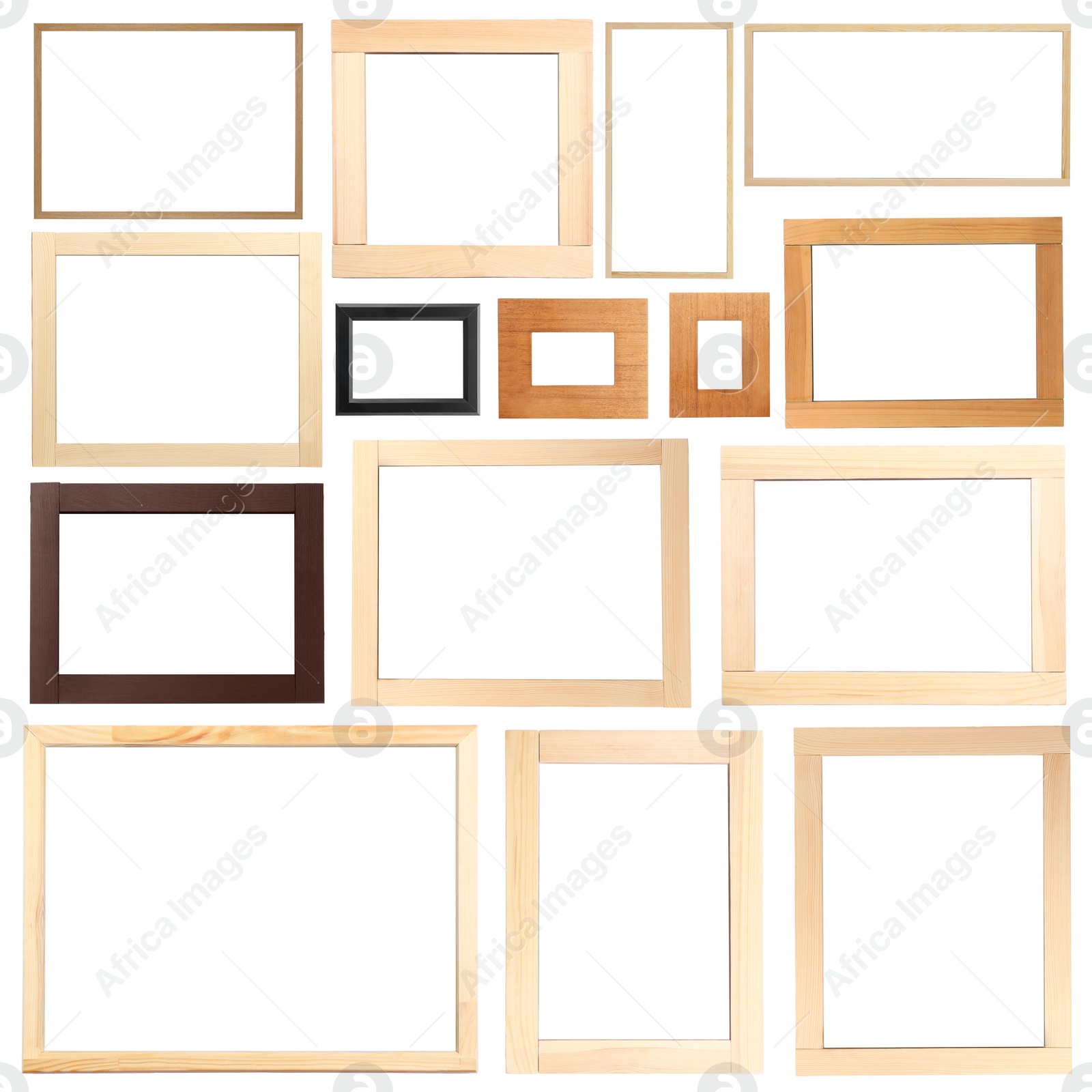 Image of Set of many different frames isolated on white