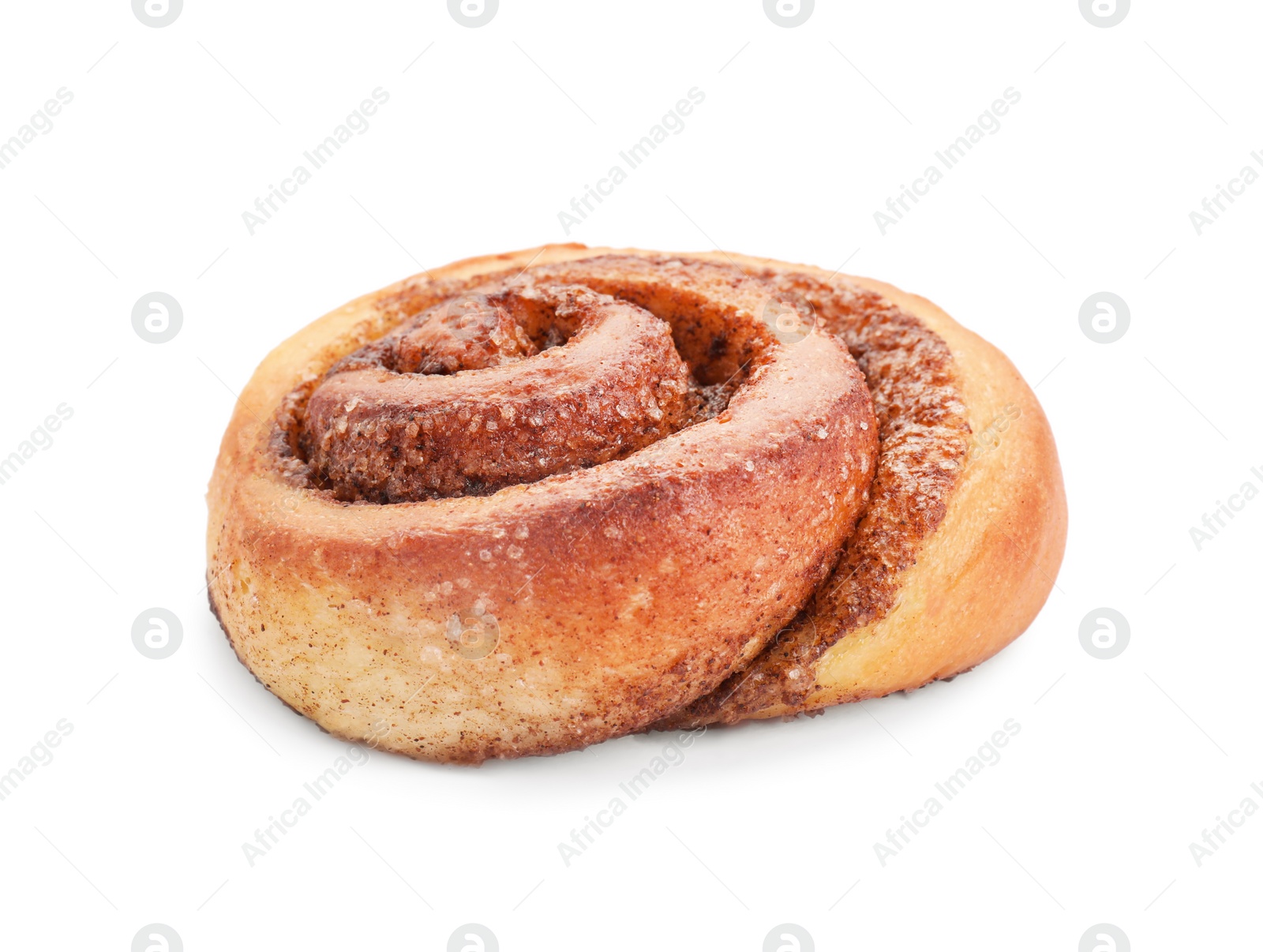 Photo of One tasty cinnamon roll isolated on white