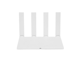 One modern Wi-Fi router isolated on white