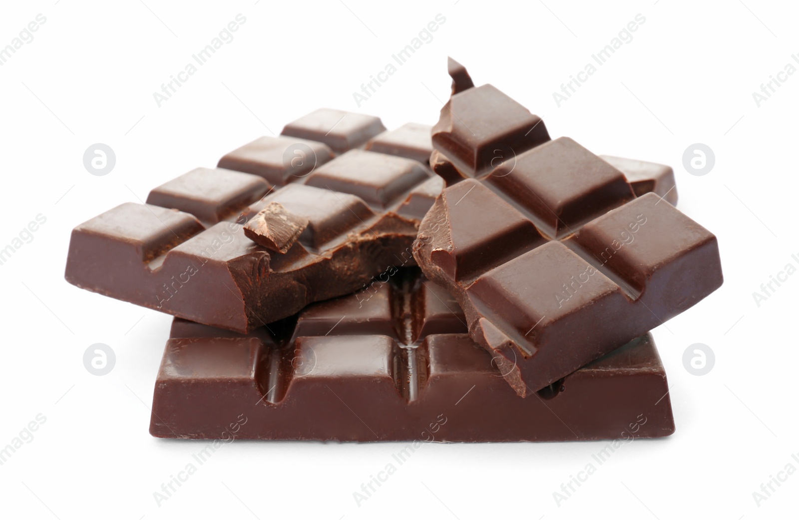 Photo of Delicious black chocolate on white background