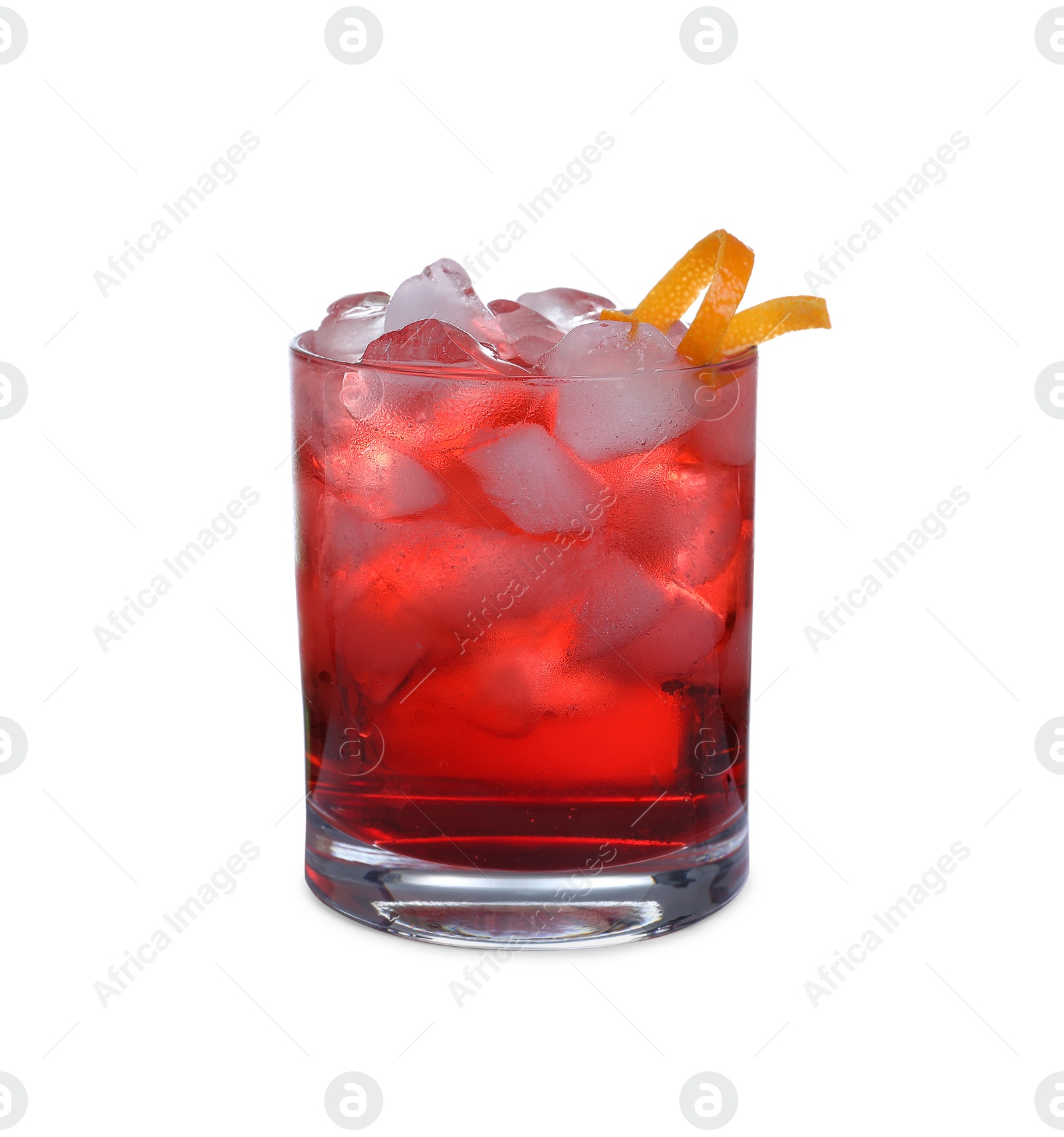 Photo of Fresh alcoholic Negroni cocktail isolated on white