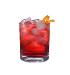 Photo of Fresh alcoholic Negroni cocktail isolated on white