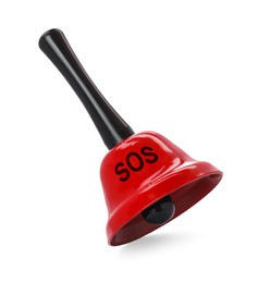 Image of Red bell with abbreviation SOS on white background