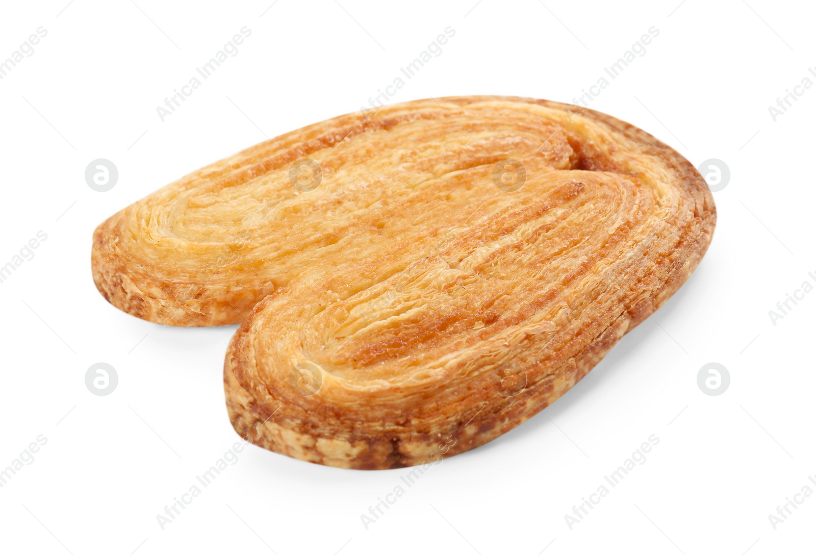 Photo of French palmier cookie isolated on white. Fresh pastry