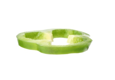 Photo of Ring of fresh green bell pepper on white background