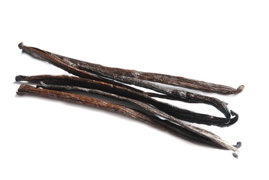 Aromatic vanilla sticks on white background