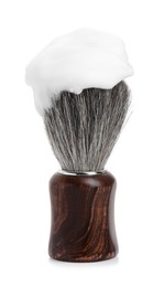 Shaving brush with foam isolated on white